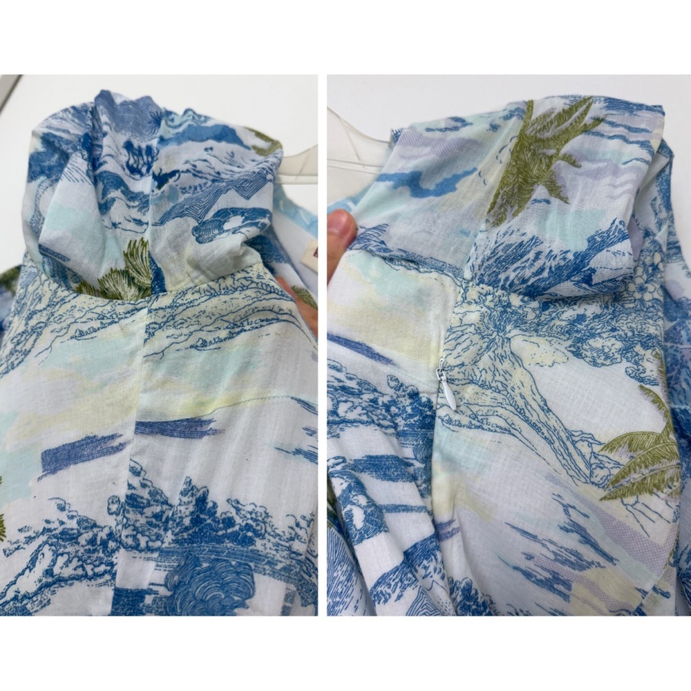 Emporio Sirenuse Tracey Vesuvius Caftan Maxi Dress Blue Volcano Floral Print M L - Picture 16 of 16